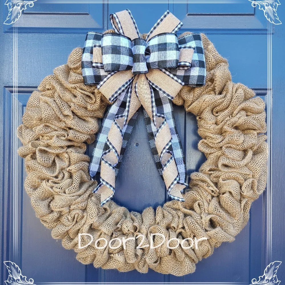 Buffalo Plaid Burlap Wreath 🖤🤍🖤